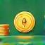 Illustration of secure safe and coins representing financial security