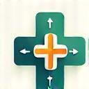 Icon of healthcare cross with navigation arrows