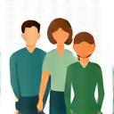 Icon showing group of people connected socially